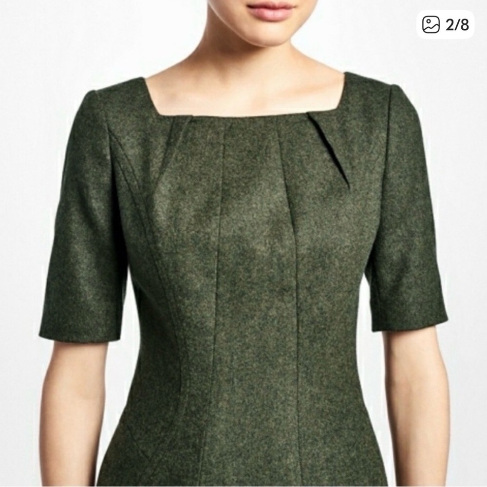 Brooks Brothers Hunter Green Wool Zac Posen designed sheath Dress - Picture 5 of 5